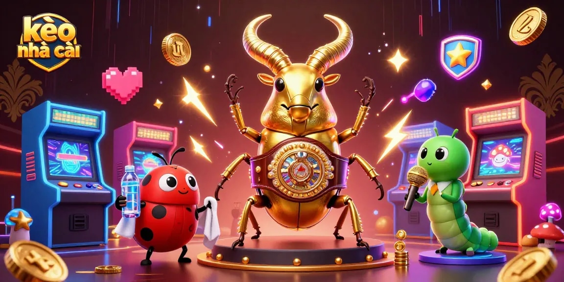 Engage with kèo nhà cái through a vibrant scene showcasing colorful casino elements and characters.