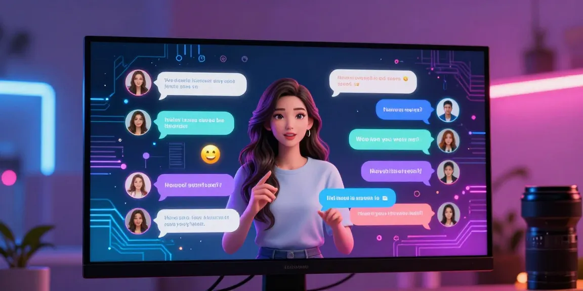 Engaging AI porn chat interface with virtual conversations in a vibrant setting