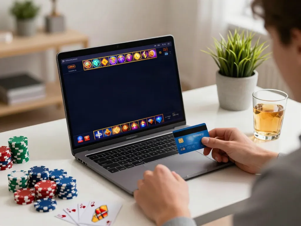 Experience the thrill at the best credit card casinos with a vibrant gaming setup.