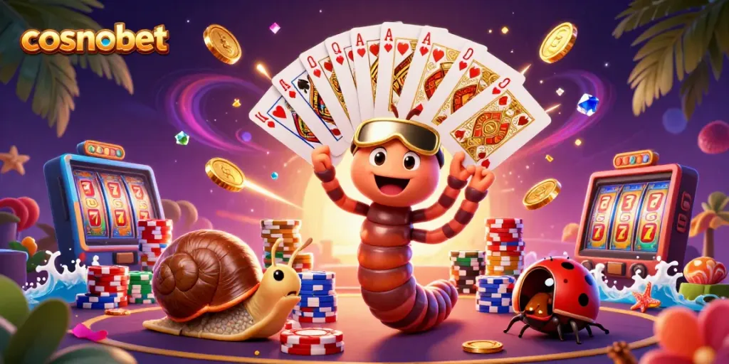 Experience thrilling gameplay with Cosmobet featuring a vibrant 3D casino scene bursting with action.